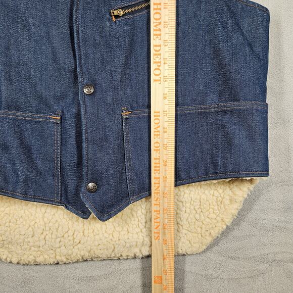 Vintage Sherpa Lined Denim Vest Mens M Madewell USA Made Workwear Western Cowboy - Picture 13 of 13